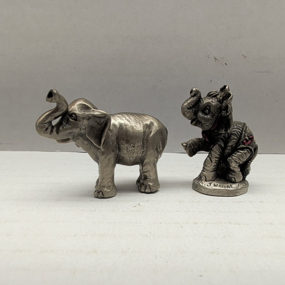 Lot of 2 Pewter‎ Elephant Figurine J. Wanat Hudson Big Top Circus